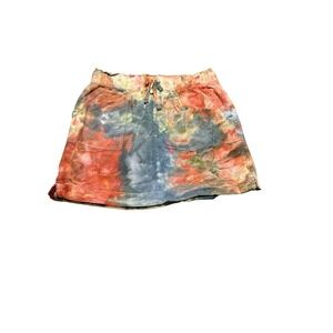Dash Linen‎ Blend Skirt Size Large Tie Dye Beach Hippie Boho Pockets
